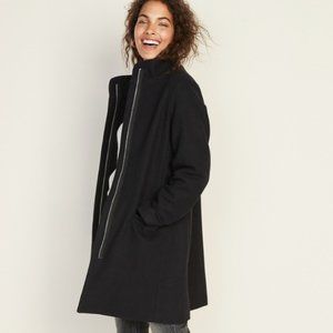 Old Navy Soft-Brushed Funnel-Neck Coat, Black Jack, Small